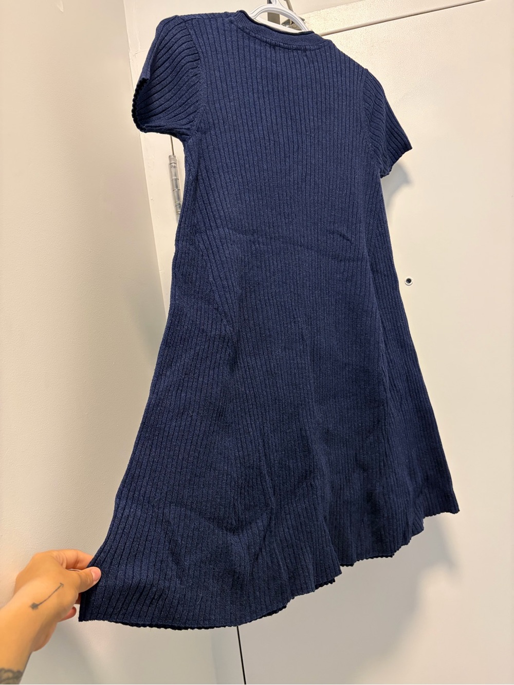 Zara women’s Navy Ribbed Knit Swing Dress